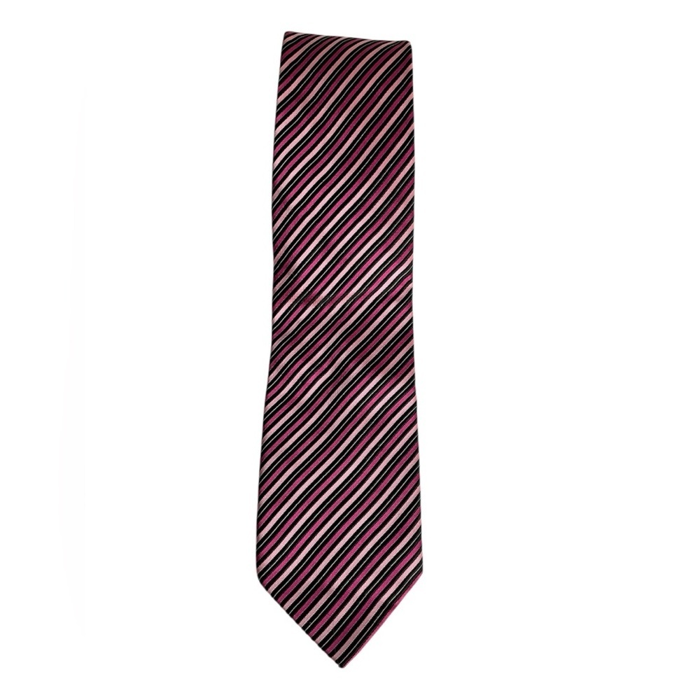 Elegant Striped Pink and Black Men's Tie